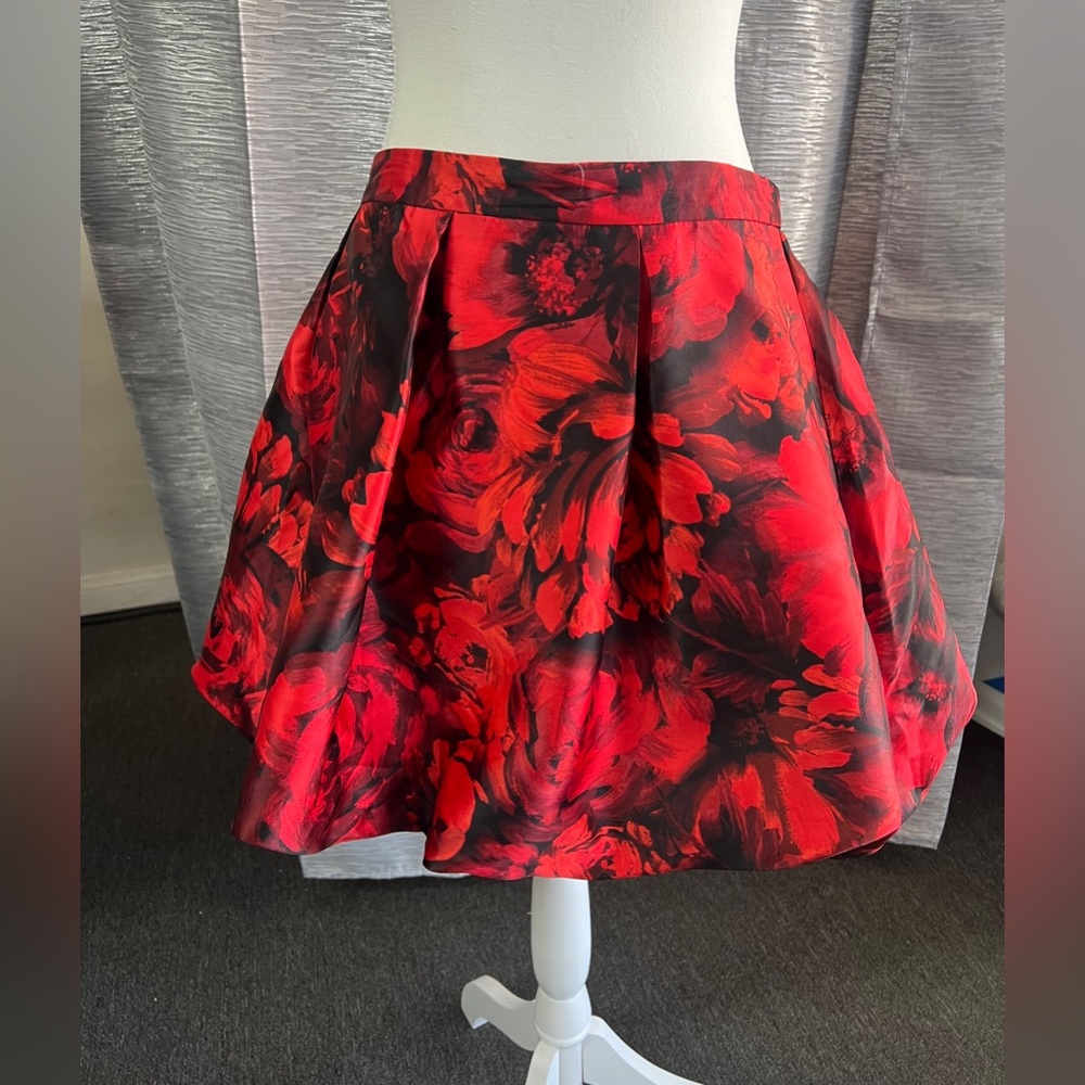 Red floral midi skirt
